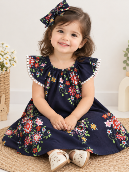 Floral Printed Navy Blue Top