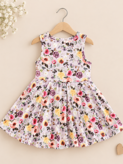 Girls Floral Printed sleeveless dress