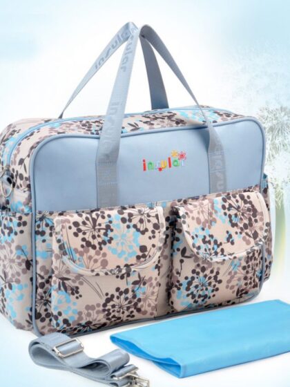 Blue Textured Baby Diaper Bag