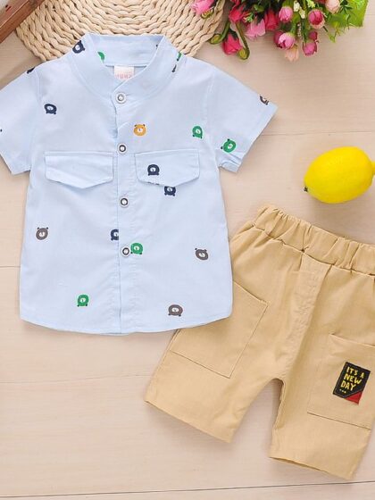 Cute bear printed 2 pc set