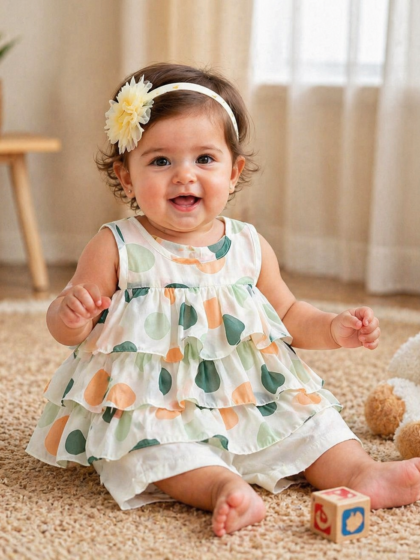 Polka dots Ruffle Top and Shorts Set