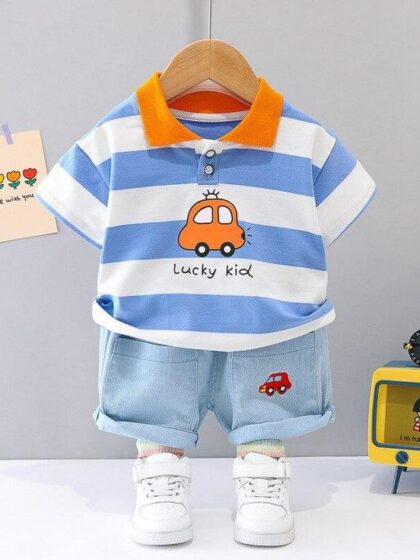 Car club striped polo set